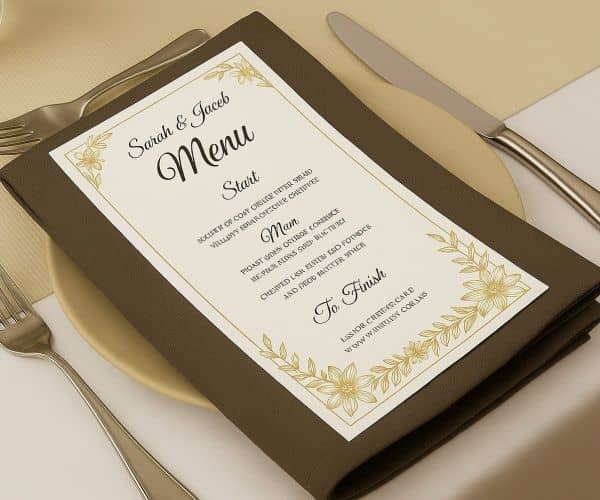 Wedding Dinner Menu Cards - 2
