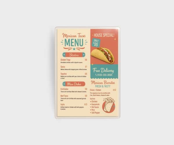 Laminated Menu Printing