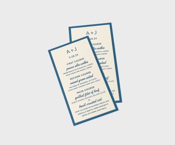 Wedding Dinner Menu Cards